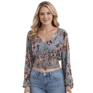 Anama Floral Cropped Top Boho, Cottagecore, Romantic, Feminine,Whimsygoth Size M